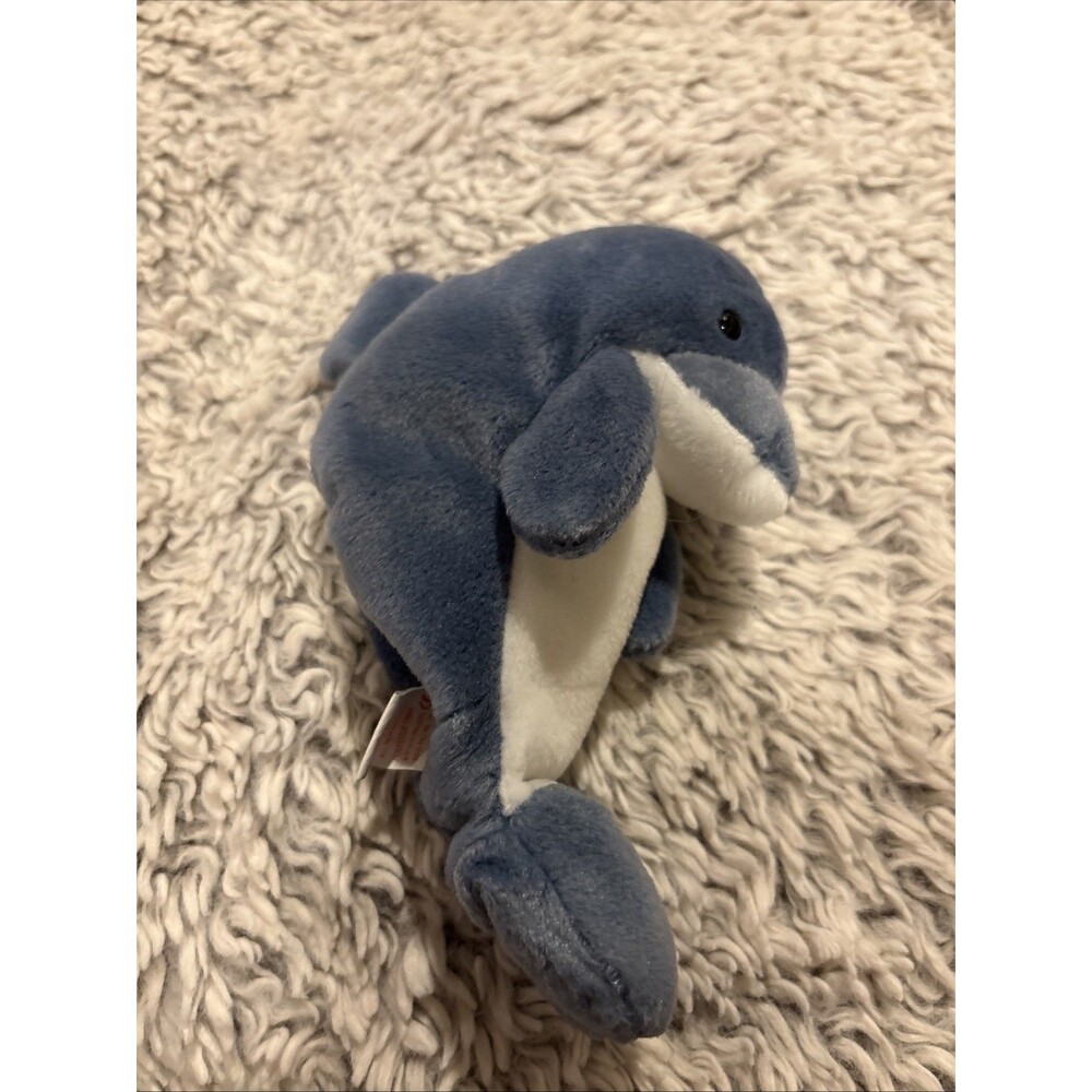 Ty Beanie Baby Echo Dolphin Unisex OS Blue Excellent 1996 Vintage Plush Toy - Picture 3 of 4